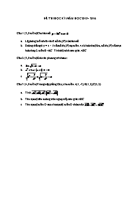Đề thi học kì I năm học 2015  2016 môn Toán 10